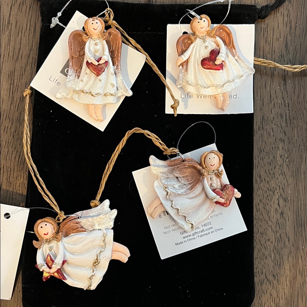 Charming Angel Ornaments Set - White and Brown